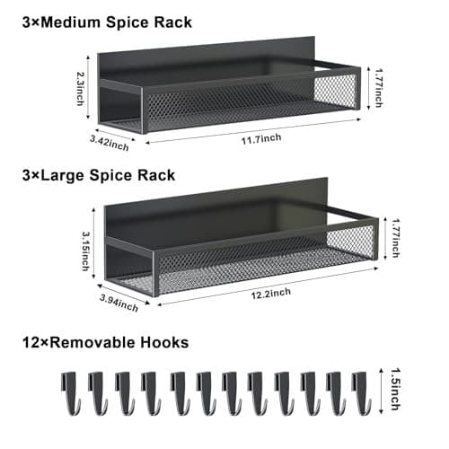 Magnetic Spice Rack for Refrigerator Magnetic Shelf, Fridge Magnet 6 Pack 3
