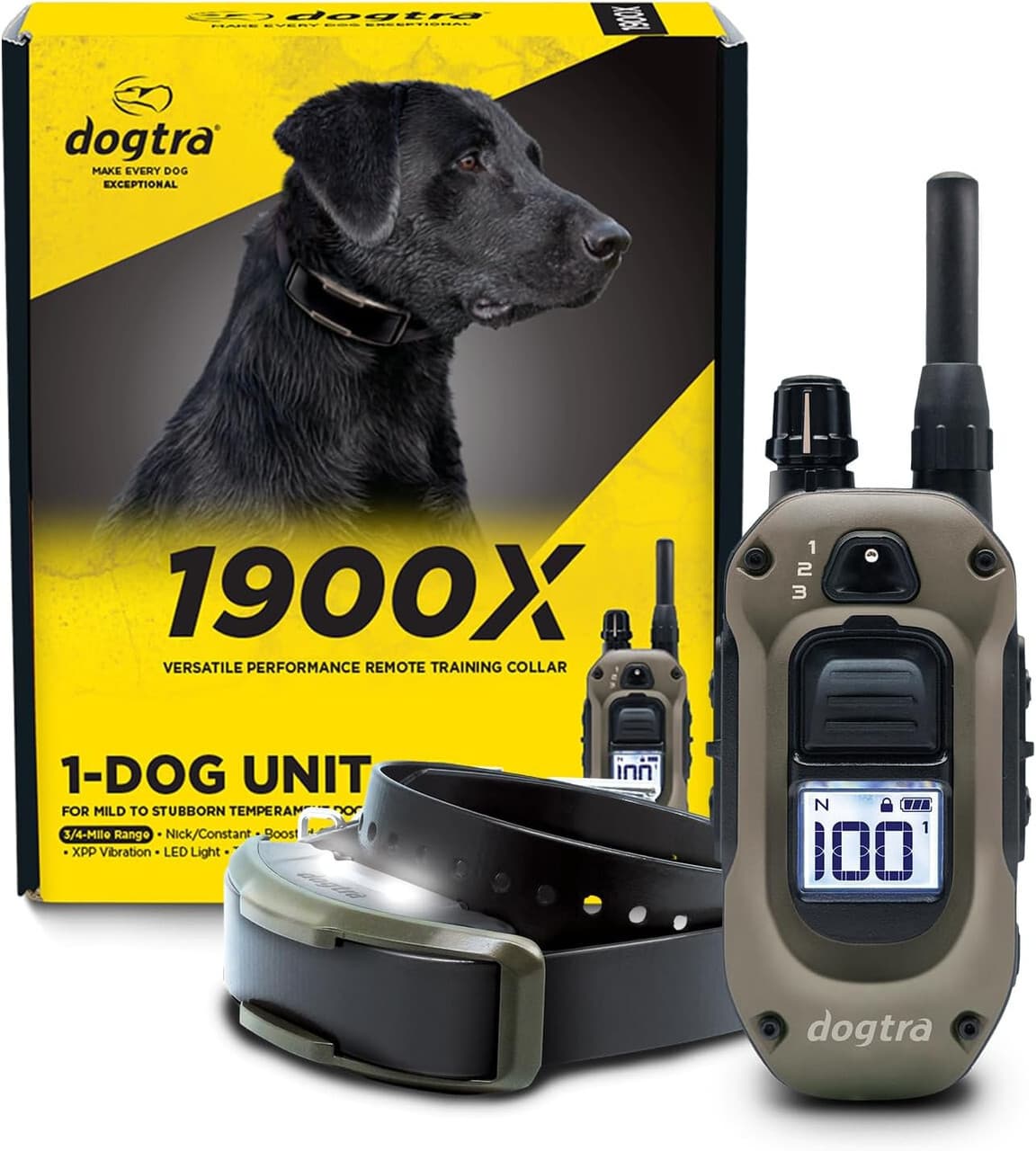 Dogtra 1902X 2 Dog Trainer + HANDSFREE PLUS Square, 3/4 Mile Range, Boost and XP 3