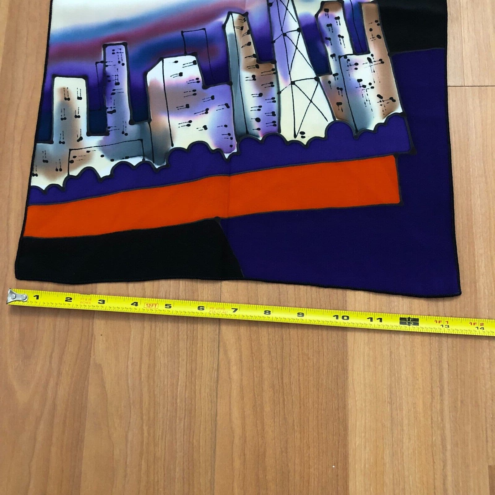 Joannalot Hand Painted Abstract Art Luxurious Silk Scarf 57x13.5 MINT HRJ 3