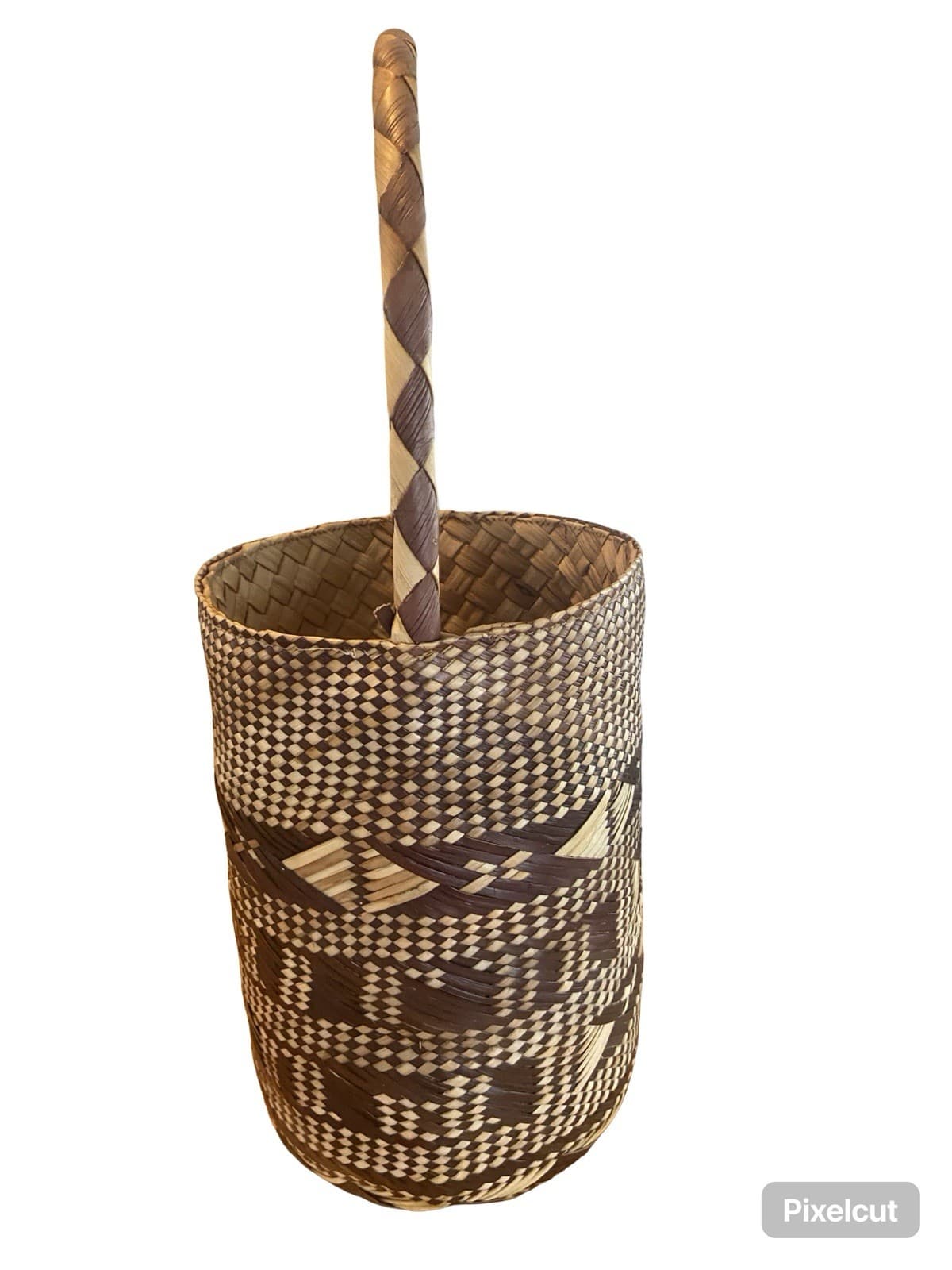Handwoven Pandanus Thatch Shopping Market Basket with Handles 17” 2