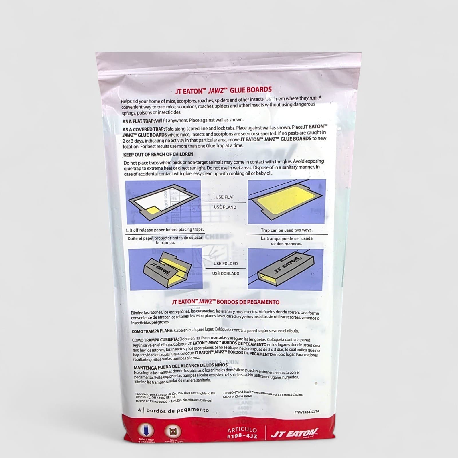 8 Jawz Covered Folding Glue Boards Mouse Insect Spider Control Trap JT Eaton 3