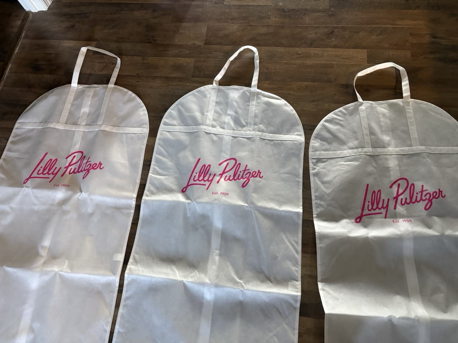 Lot Of 3 Lilly Pulitzer White Garment Bags Zip Up ~ 64” Long 2