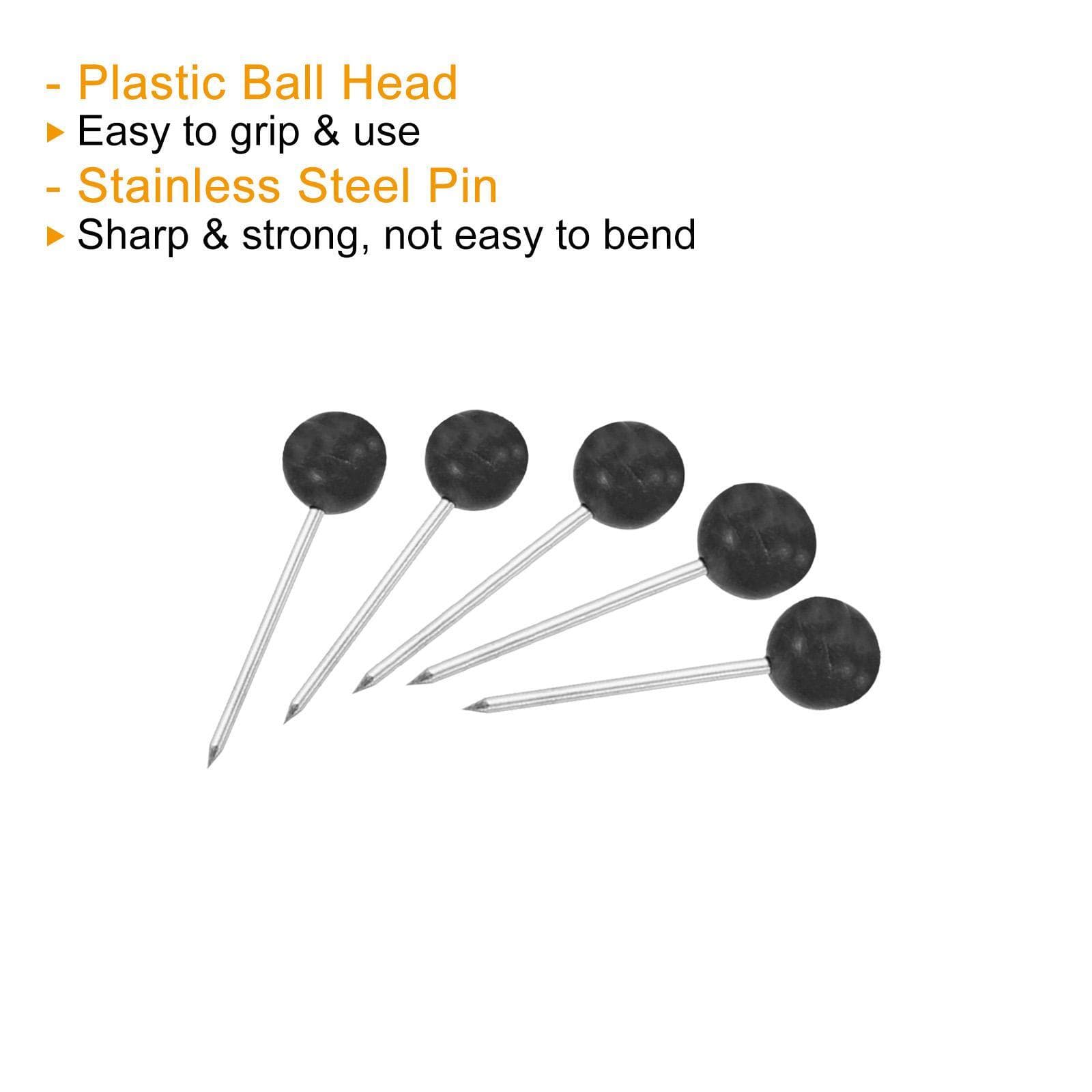 500pcs Push Pins Plastic Round Head Map Tacks Thumb Steel Point, Black 4