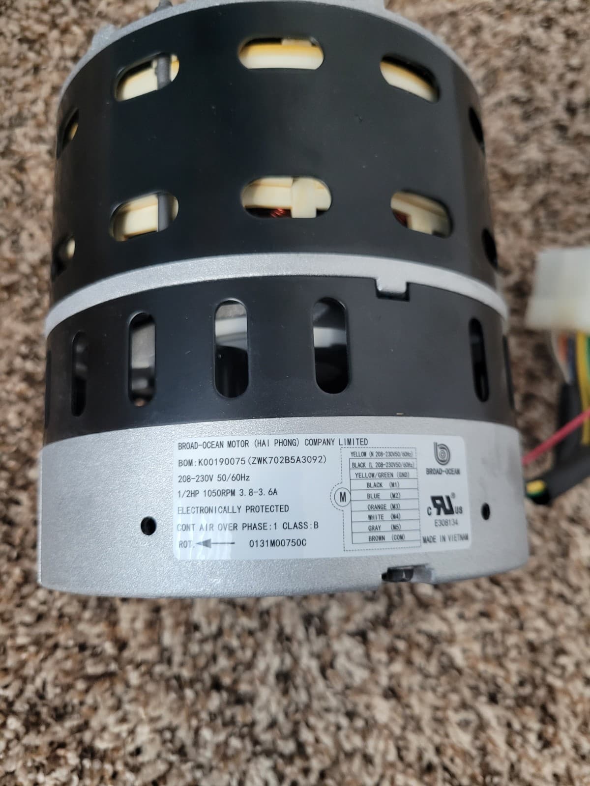 0131M00596SC Controller  And 0131M00750M 1/2 HP Variable Speed Blower Motor 6