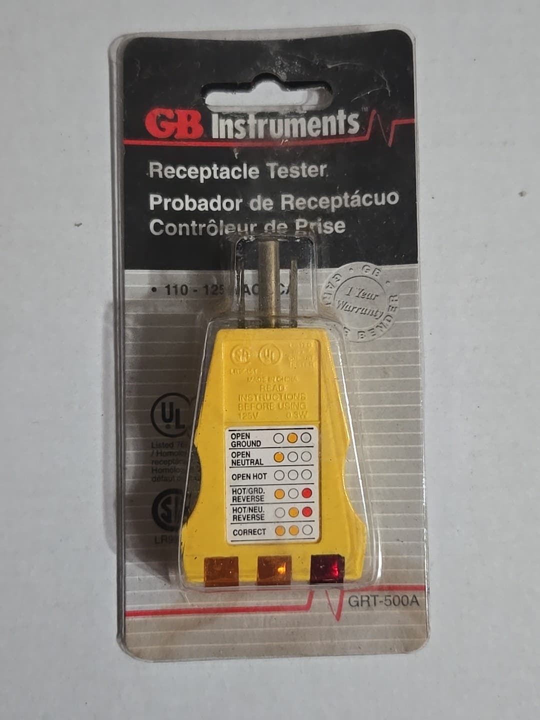 GB Instruments 110-125V Receptacle Tester Model GRT-500A New 