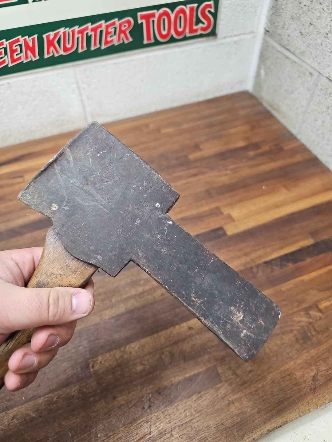 R1-Antique Hand Forged JB STOHLER Schaefferstown Pa Center Post Hole Mortise Axe 6