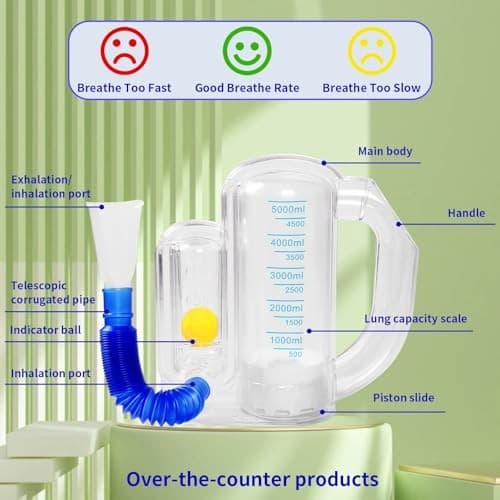 Incentive Spirometer (WHITE02),Breathing Exercise Device for Lungs,Breathing  6