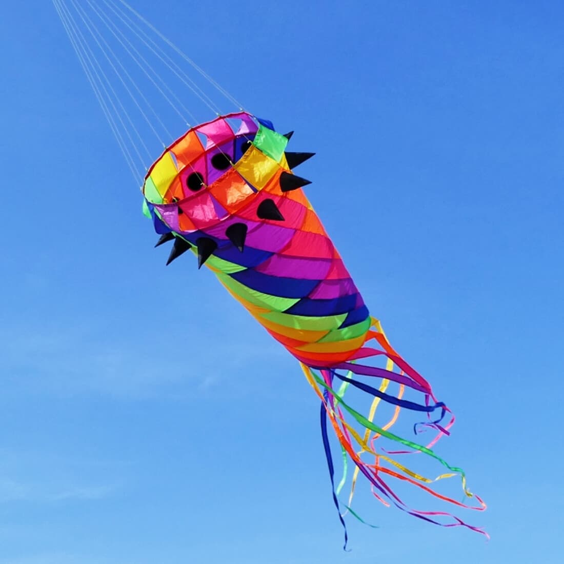 Giant 3.5m Shaped Kite Rainbow Spin Windsock Super Turbine Kite Poles Hanging 2
