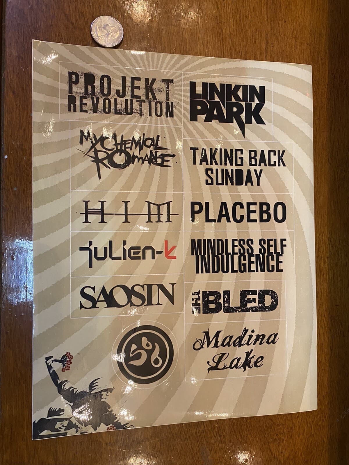 Projekt Revolution 2007 Sticker Linkin Park (Lot of 4)-8x11 + Free flag sticker