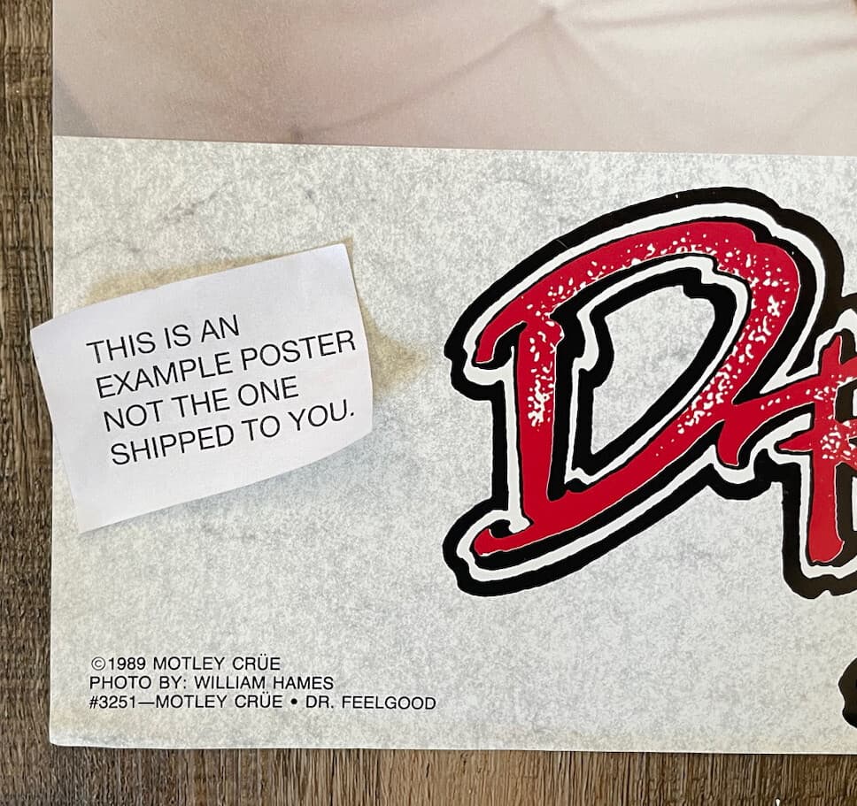 Motley Crue Dr. Feelgood Poster - 1989 NOS Excellent Condition Never Hung 2