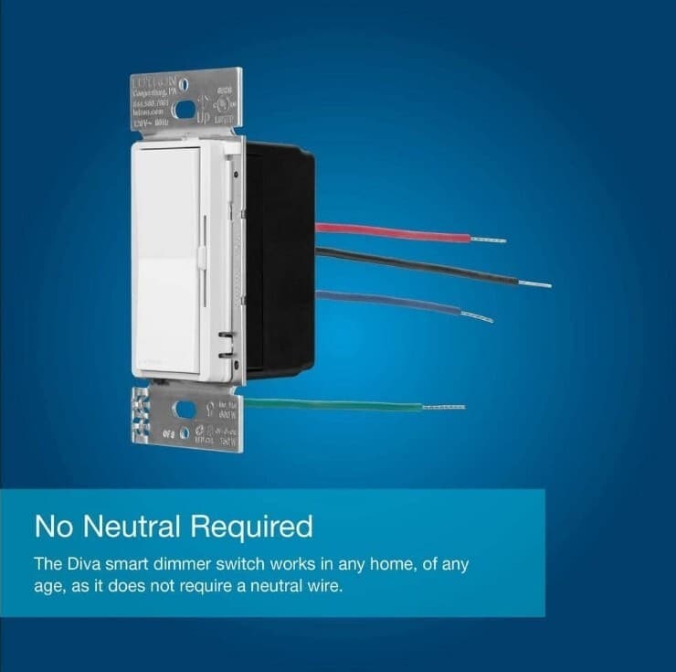 Interruptor de atenuación inteligente DivaDVRF-6L-WH-R 3