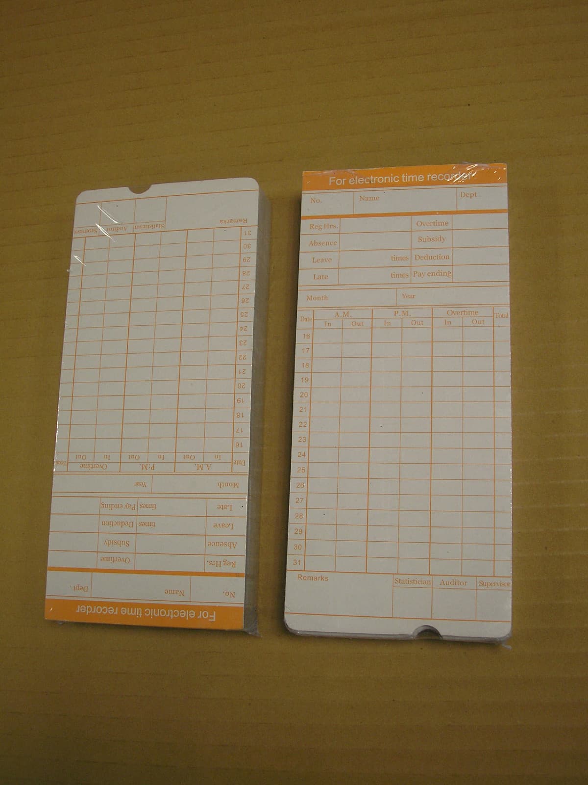 200 PCS Monthly Time Clock Cards Attendance Recorder Timecards(not thermal card) 2