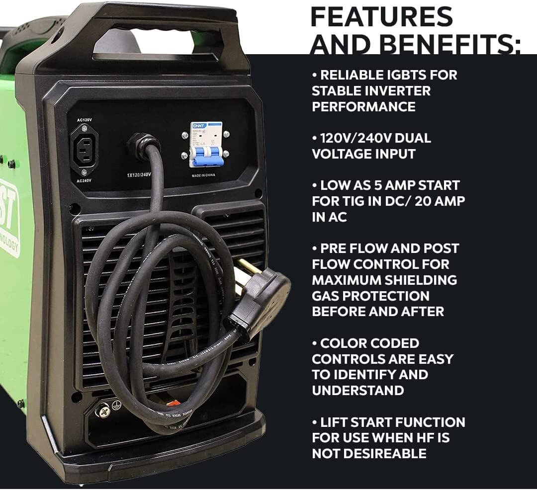 NEW PowerTIG 200DV DUAL VOLTAGE 200AMP ACDC TIG STICK PULSE WELDER EVERLAST 6