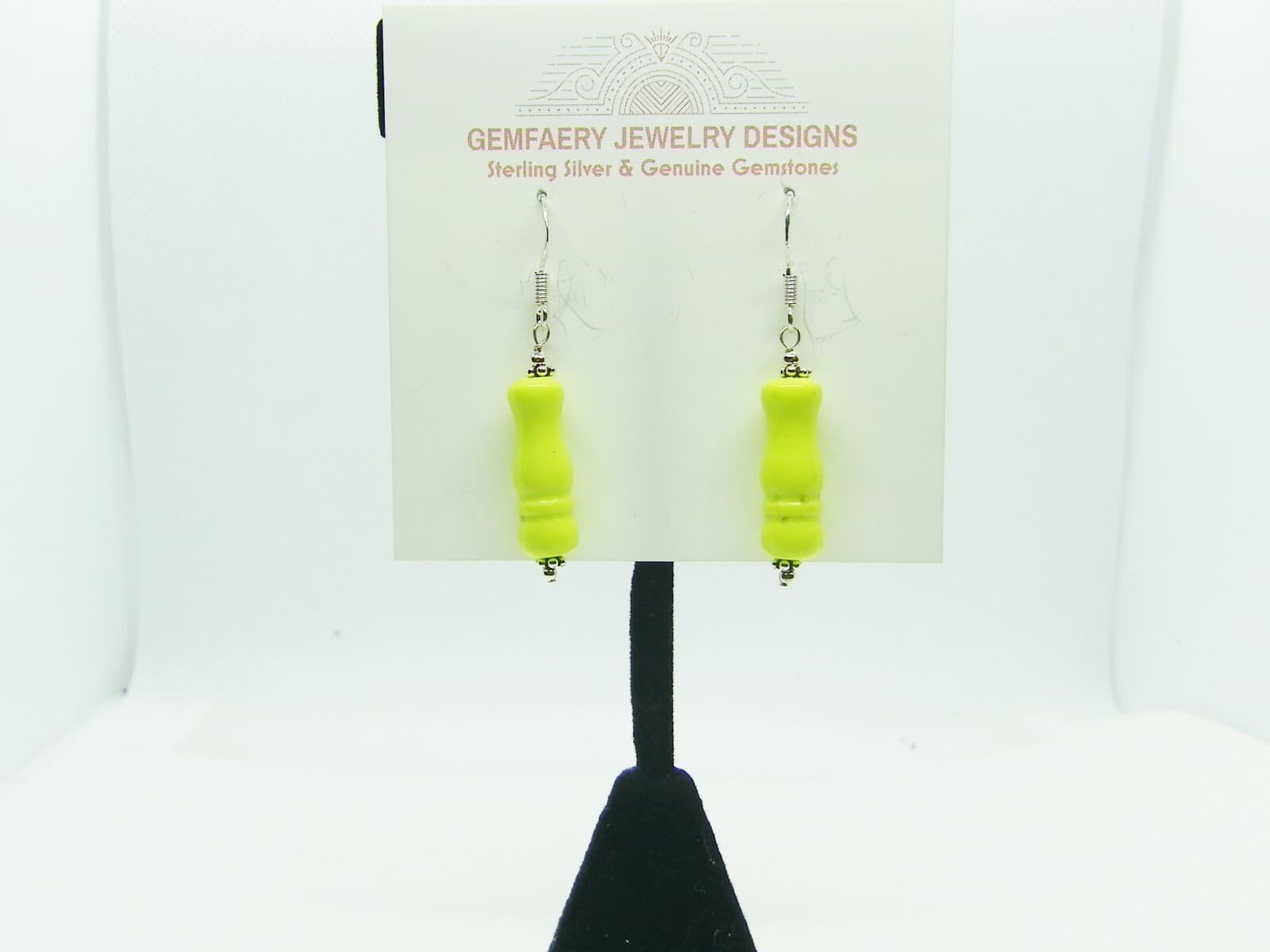 Sterling Silver Carved Natural GASPEITE Gemstone Dangle Earrings...Handmade USA 4