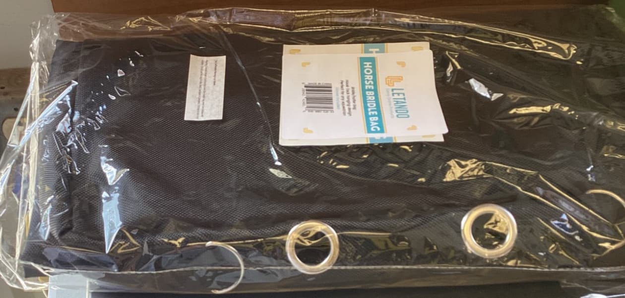 Bridle Bag Horse Tack Storage Halter & Grooming Organizer w/ Hooks & Glove 6