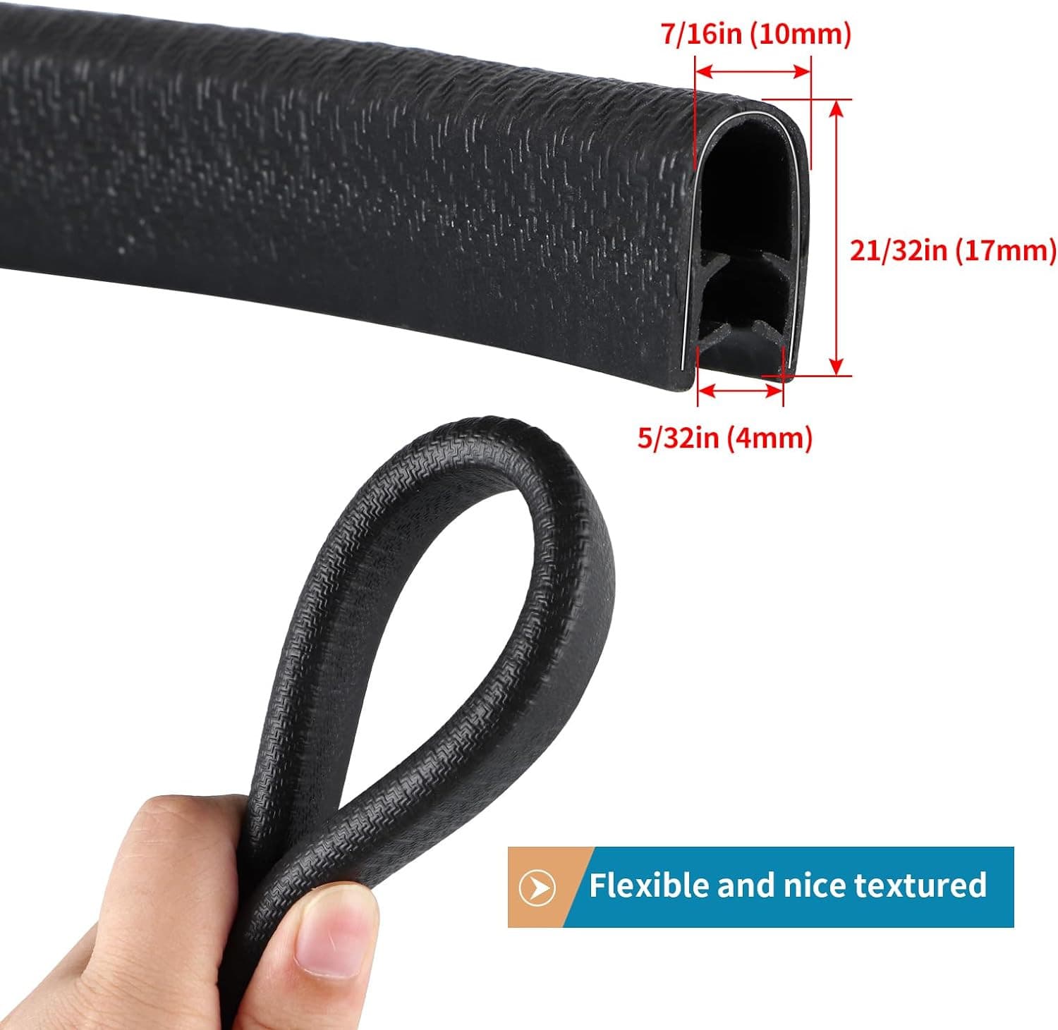 Rubber Edge Trim Guard 10Ft/3M, Adhesive Free Door Edge Protector, U Shape Edge 2