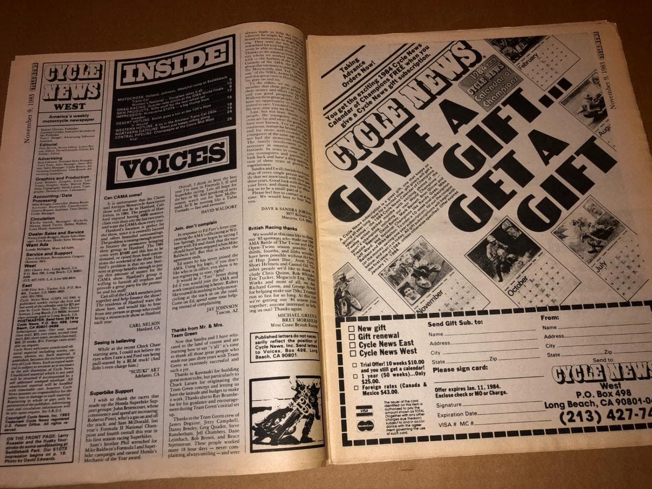 CYCLE NEWS WEST Newspaper Vol XX #43 Nov 1983 vtg mx ahrma motocross motorcycle 3