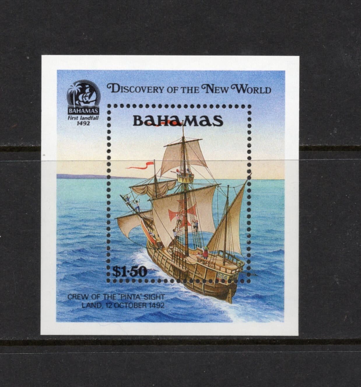 R5348 Bahamas 1991 ships "Pinta" Discovery of America SHEET MNH