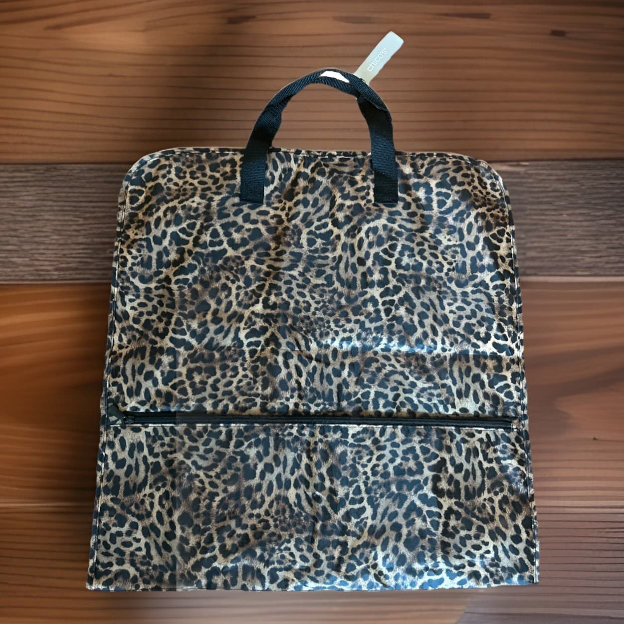 Chicos Leopard Travel Garment Bag Full Zip Animal Print Polyester Multicolor NWT