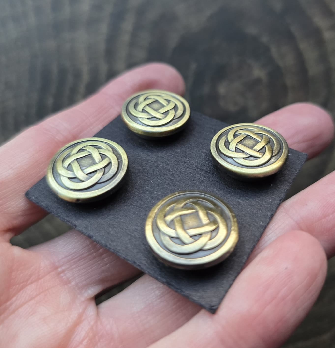 4 Antique-Gold Celtic Magnetic Pins. Horse Show magnets.  Clothing magnet pins. 2