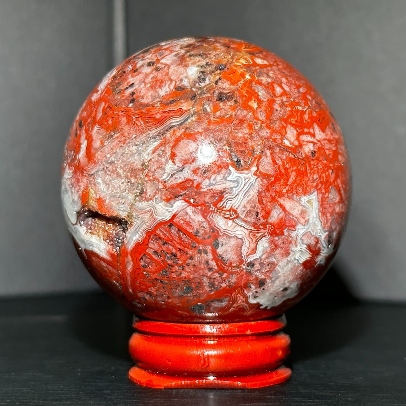 204G Natural Mexican agate Crystal Ball Reiki Healing Energy Decoration 2