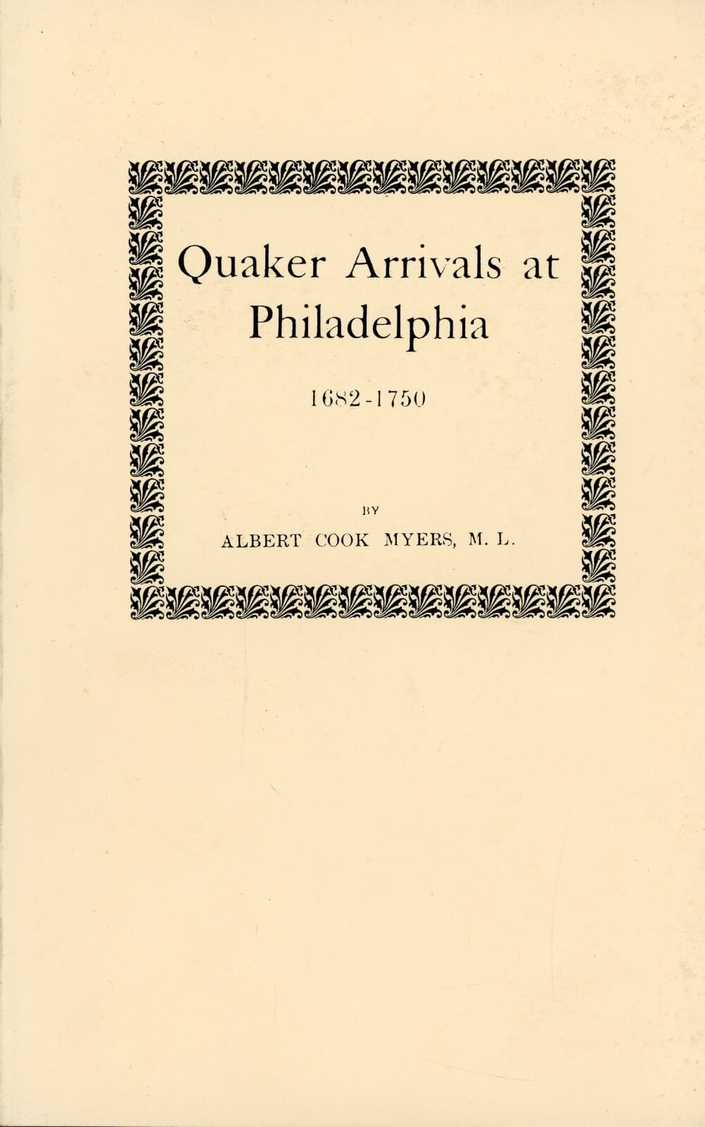 Quaker Arrivls at Philadelphia, by Myers