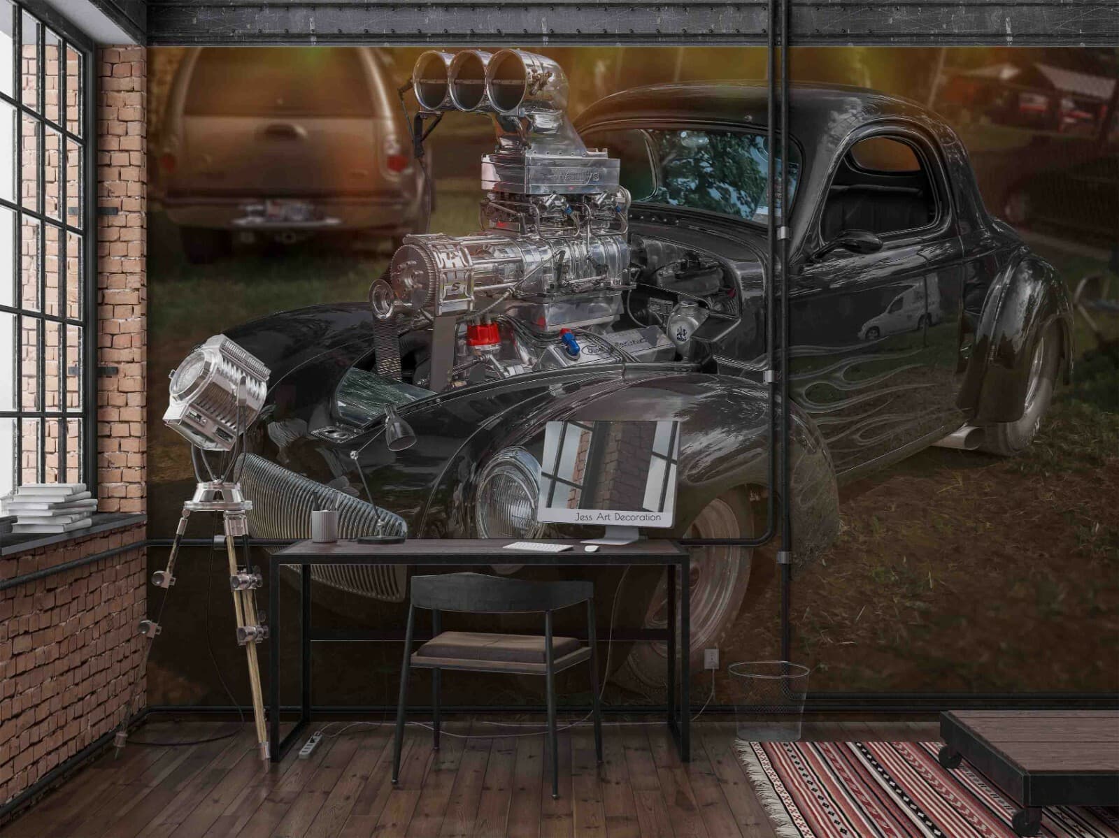 3D Classic Racing Car Wallpaper Wall Mural Removable Self-adhesive  744 3