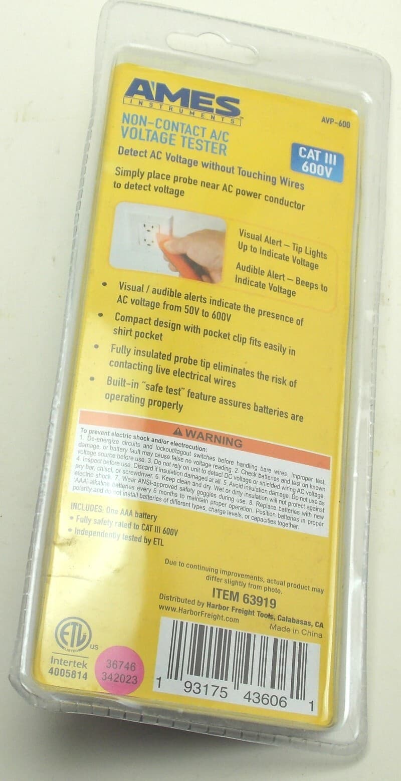 Ames Instruments Non-Contact Voltage Tester CAT III 600V Model AVP-600 NEW 2