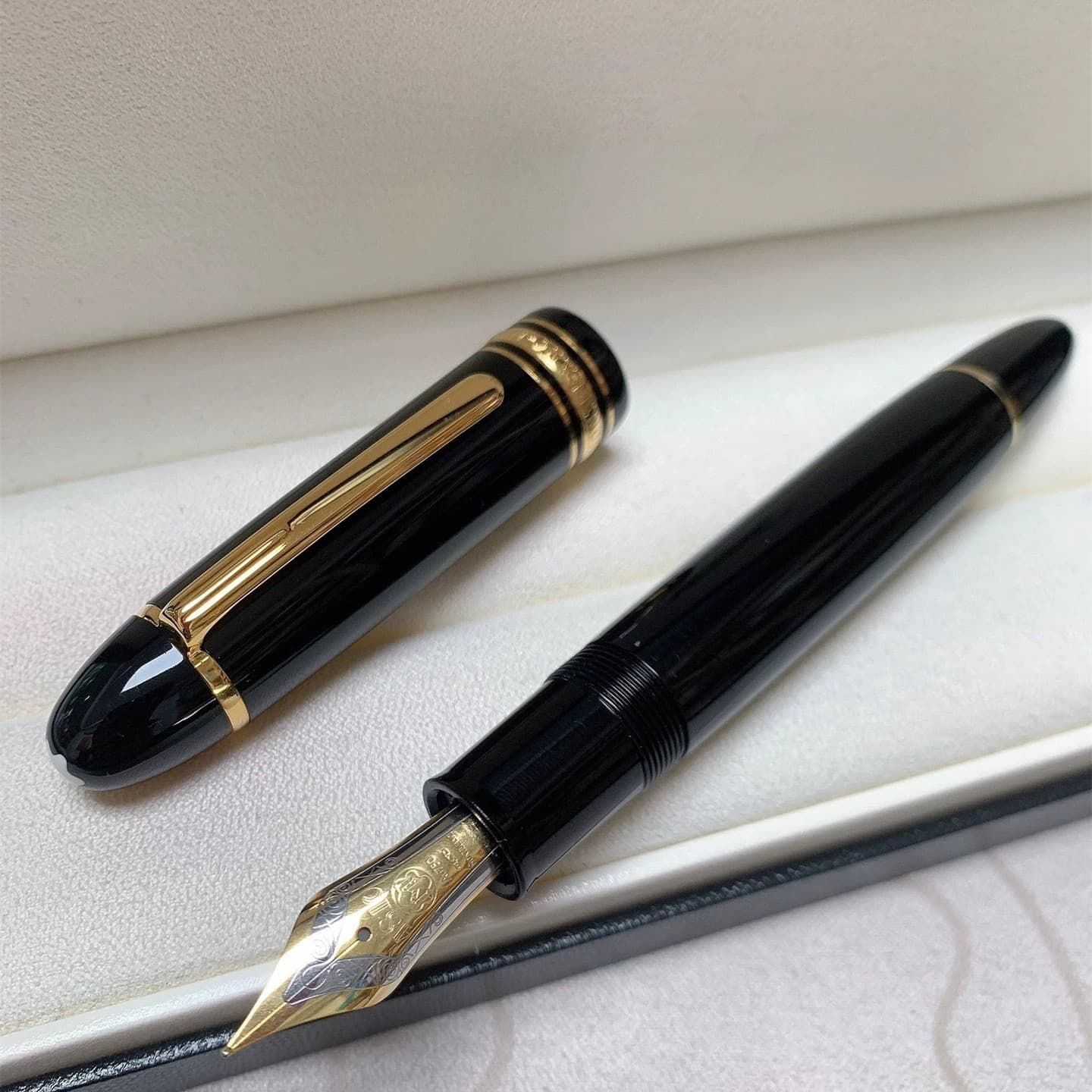 Perfect Piston Inking Resin Series Bright Black-Gold Clip Fountain Pen