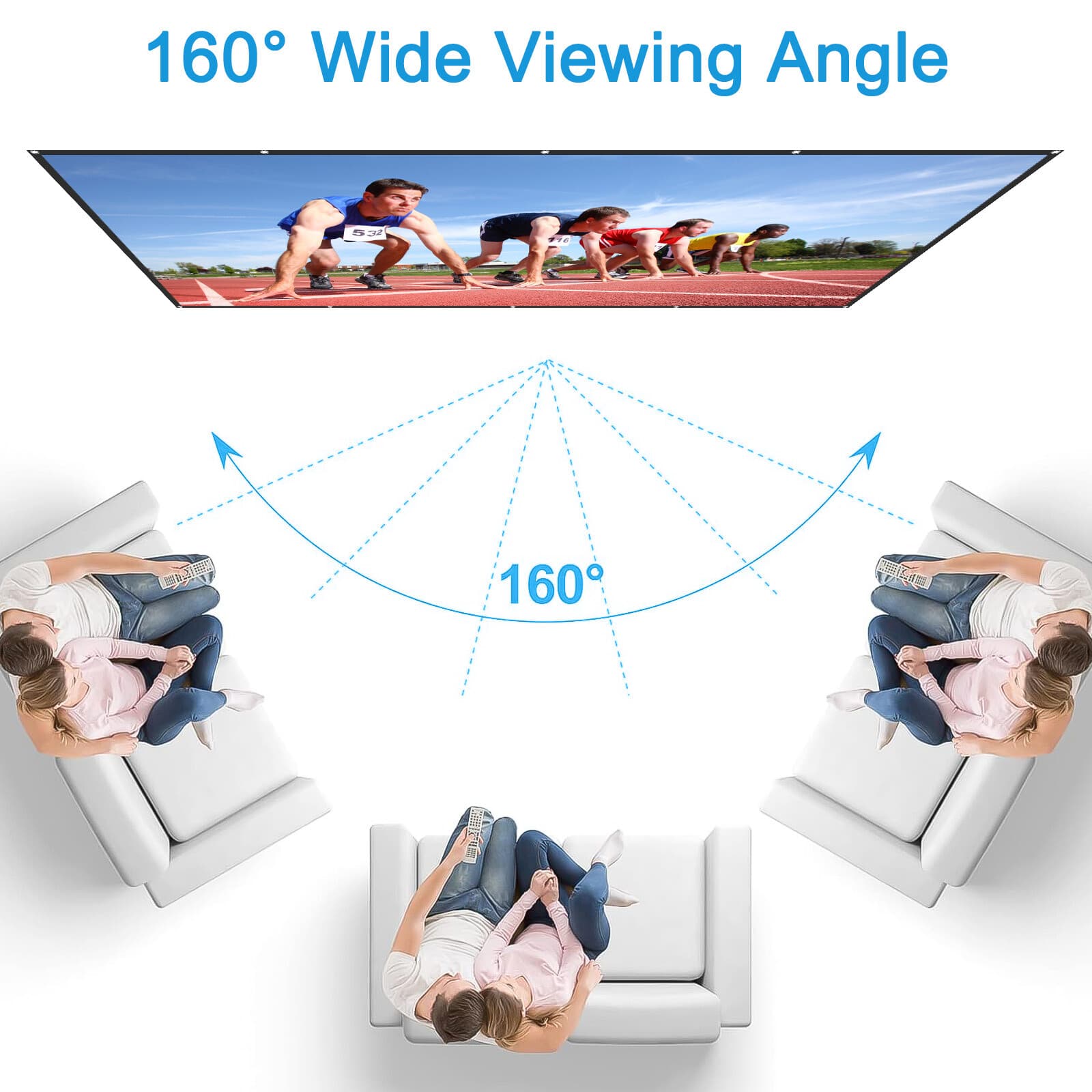 Outdoor Projection Screen 120" Washable & Portable 16:9 4K HD Home Party Theater 5