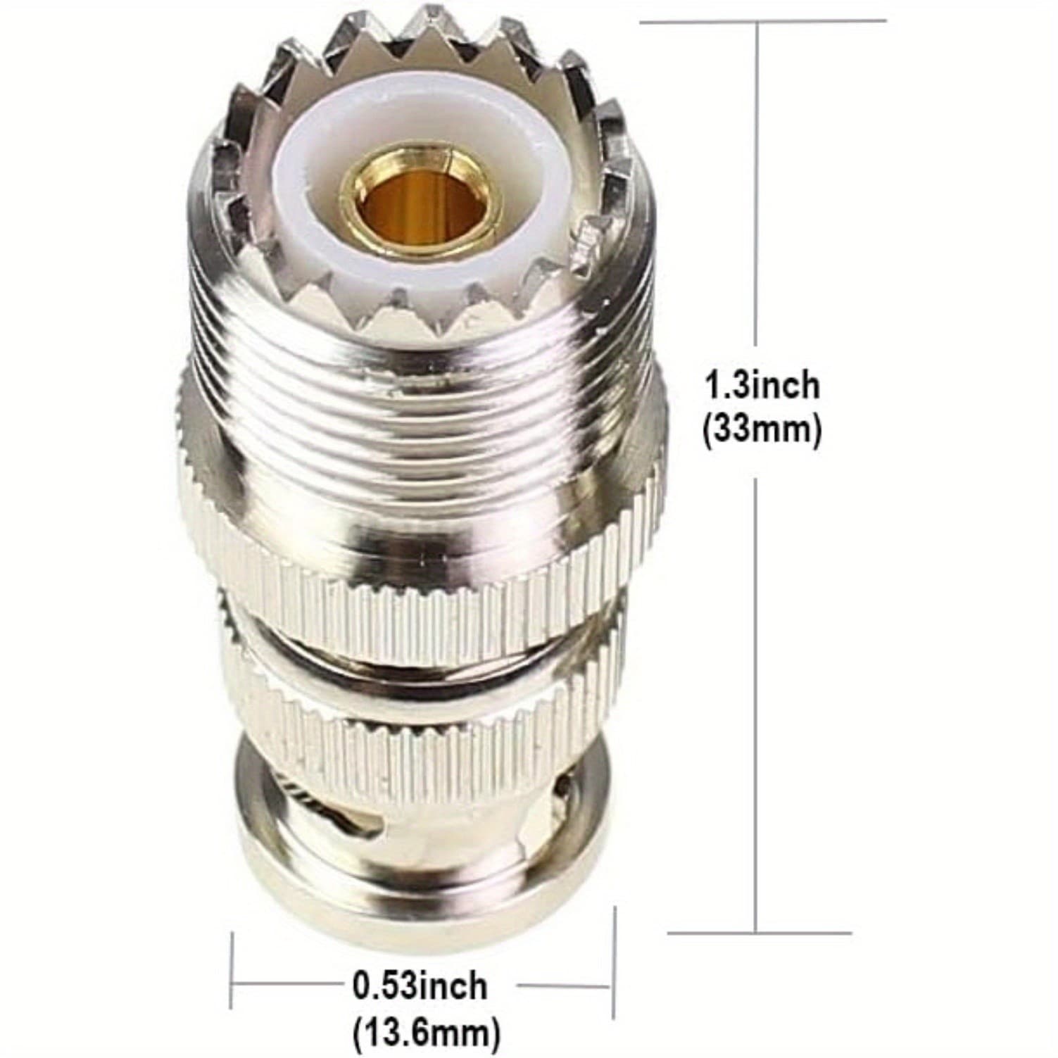 2 Pcs BNC Male to UHF Female PL259 Female to BNC Male SO-239 RF Coaxial Adapter 4