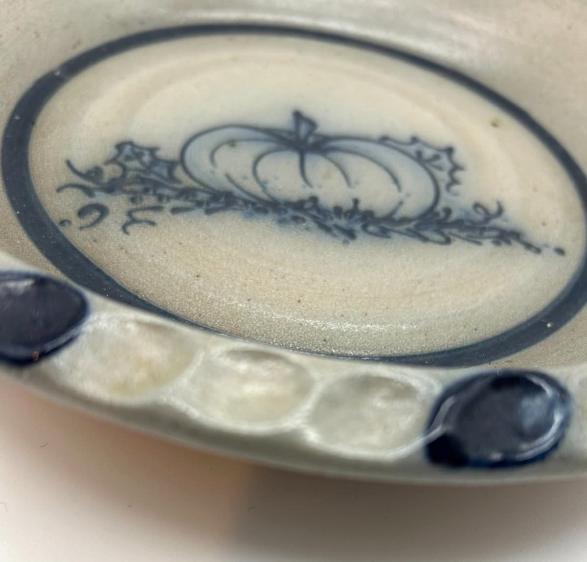 Vintage 1991 Rowe Pottery Works Salt Glaze Pumpkin Pie Plate Baking Dish ~ 10" 2