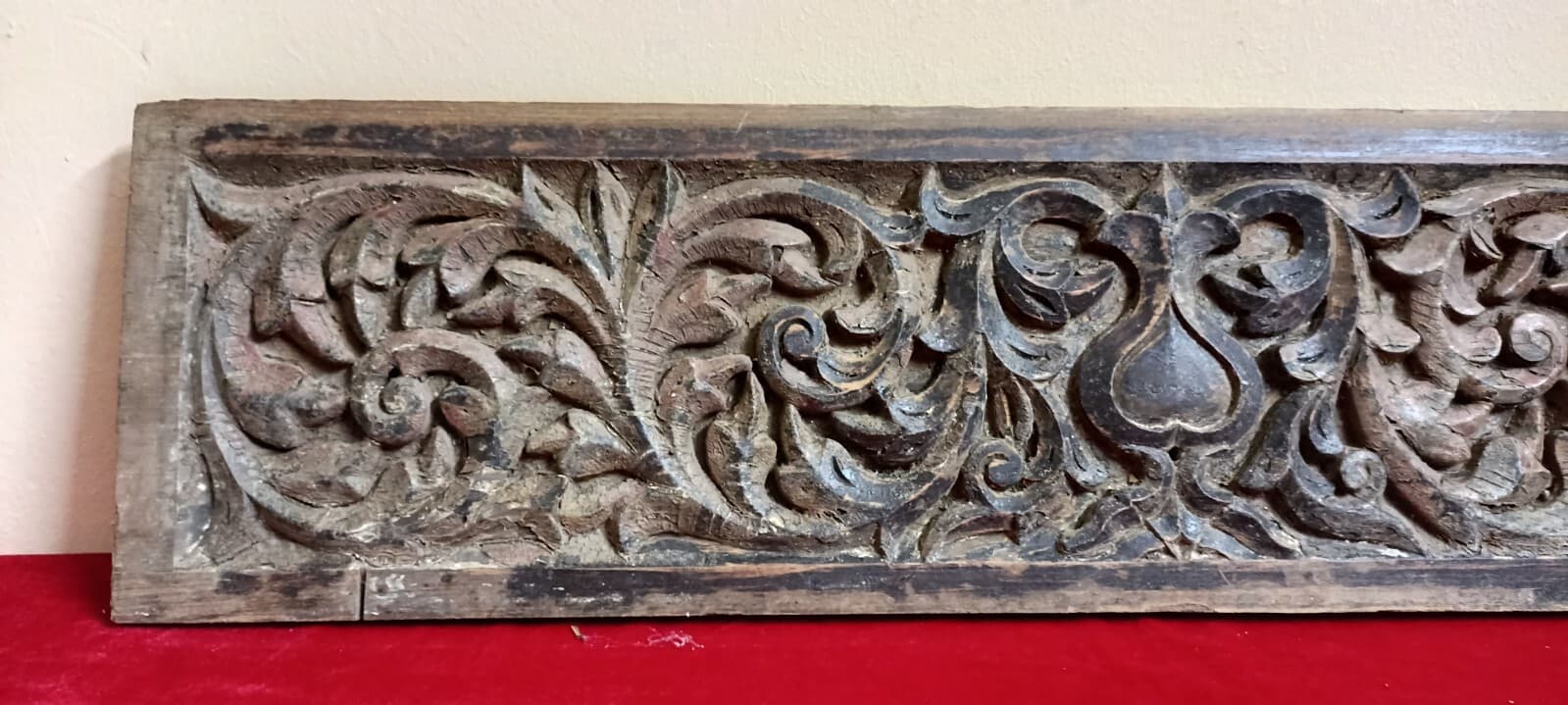 Hand Carved Teakwood Floral Plaque Pillar Door Window Antique Vintage Wall Panel 4