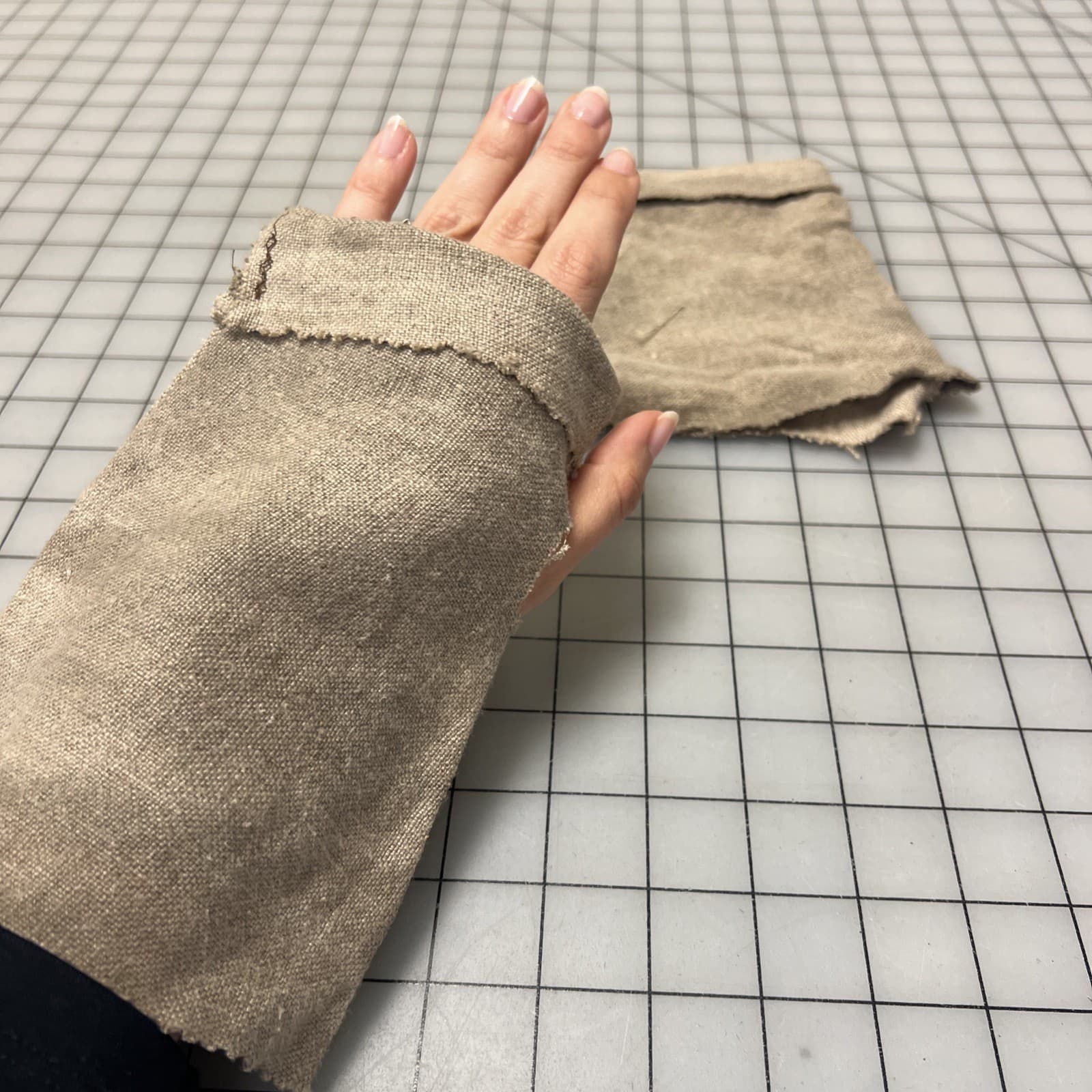 18th Century era Rough Fingerless Mitts out of Scraps, "Turn" TV Costume #138 3