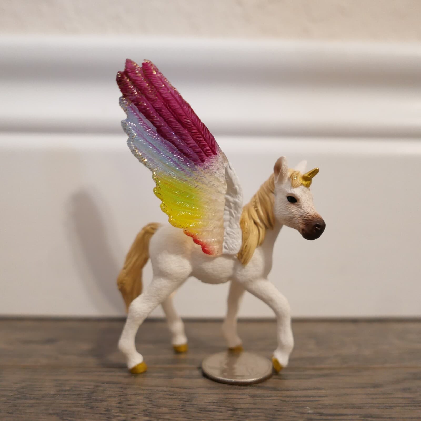 Schleich Pegasus Unicorn Figure 2013 Winged Rainbow Horse Figure 4"