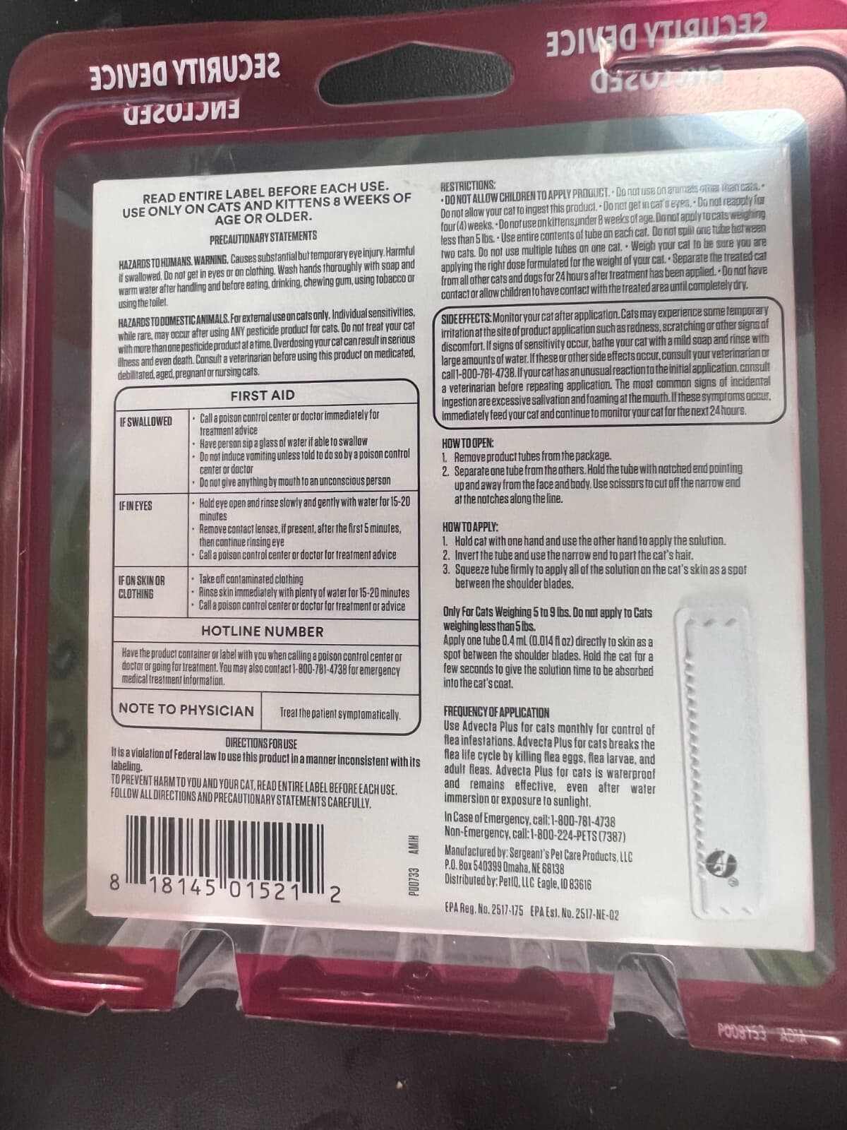 Advecta Plus Flea Squeeze-On Flea Prevention for Cats  4 Month Supply 5212 3