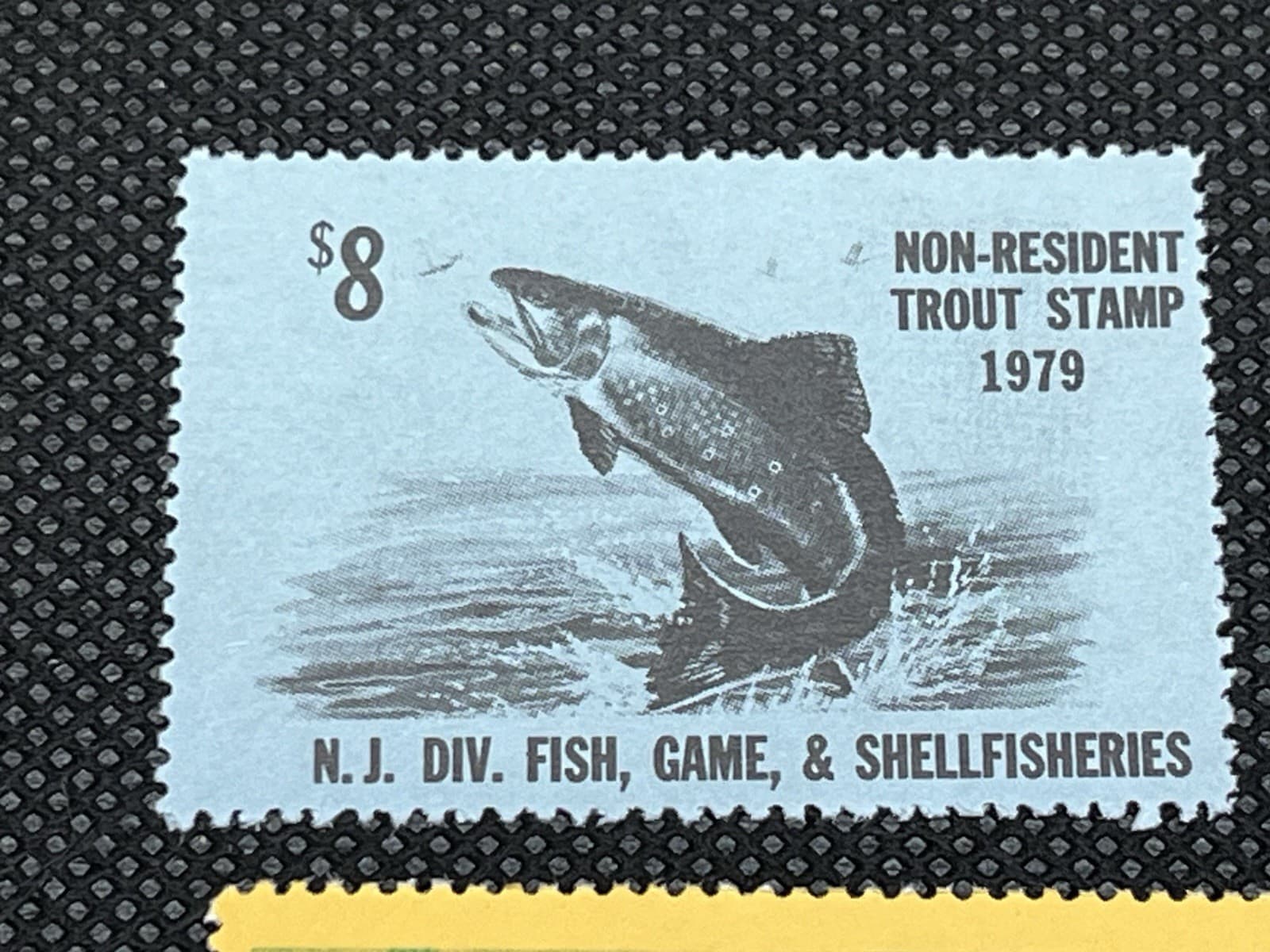 VINTAGE LOT OF 8 NEW JERSEY NON-RESIDENT TROUT STAMPS MNH Set #4 2