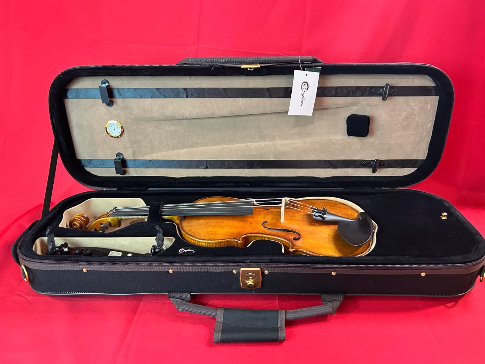 Gagliano Oblong DeLuxe Violin Case 4/4  - Subway Handel/Humidifer Black/Beige
