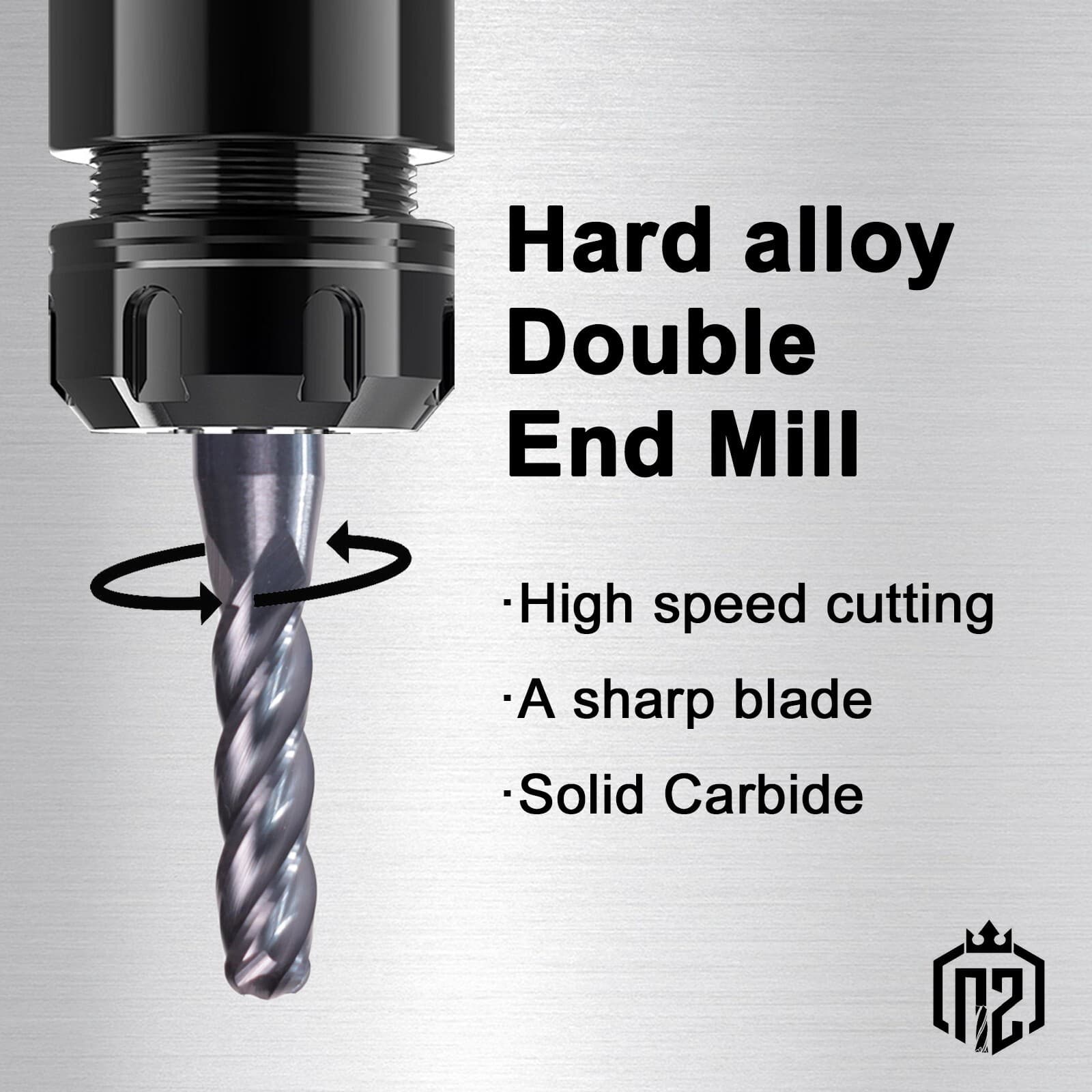 5 PCS 5/32" 4 Flute 2" Overall Length Ball Nose Carbide End Mill AlTiN Coated 4