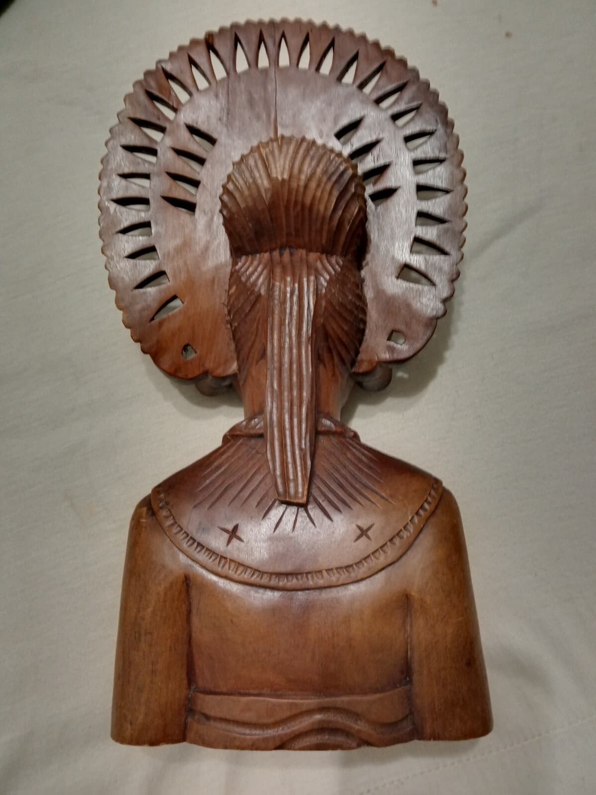 Goddess Bali Woman Wood Sculpture BUST Head Hand Carved Tribal Statue 12” Approx 2