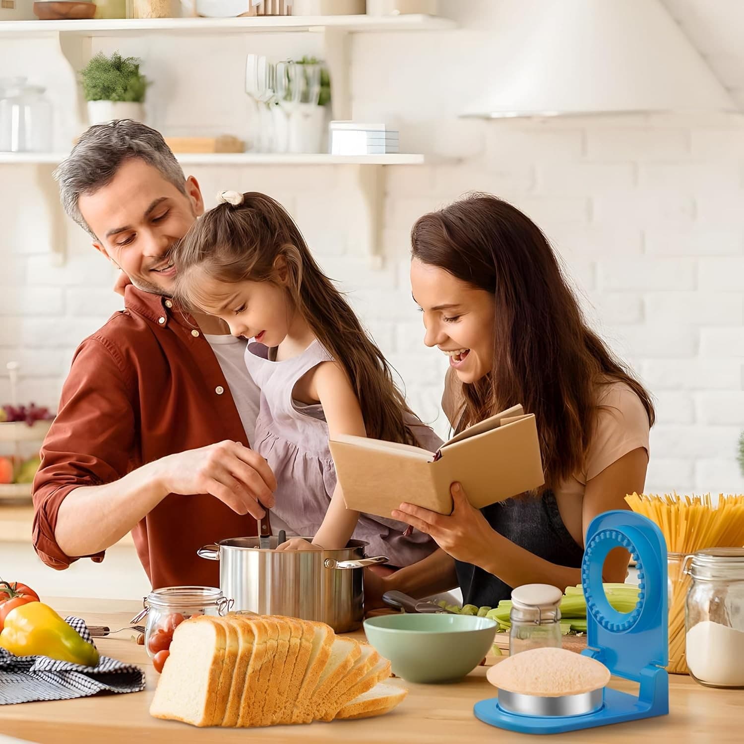 Stainless steel crustless sandwich cutter for kids w/ fruit picks 6