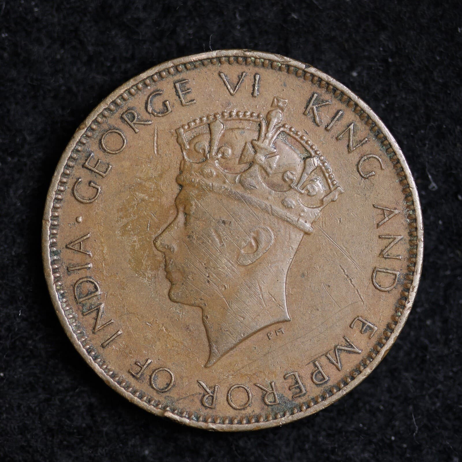 1942 India One Cent Rare Coin B010 2