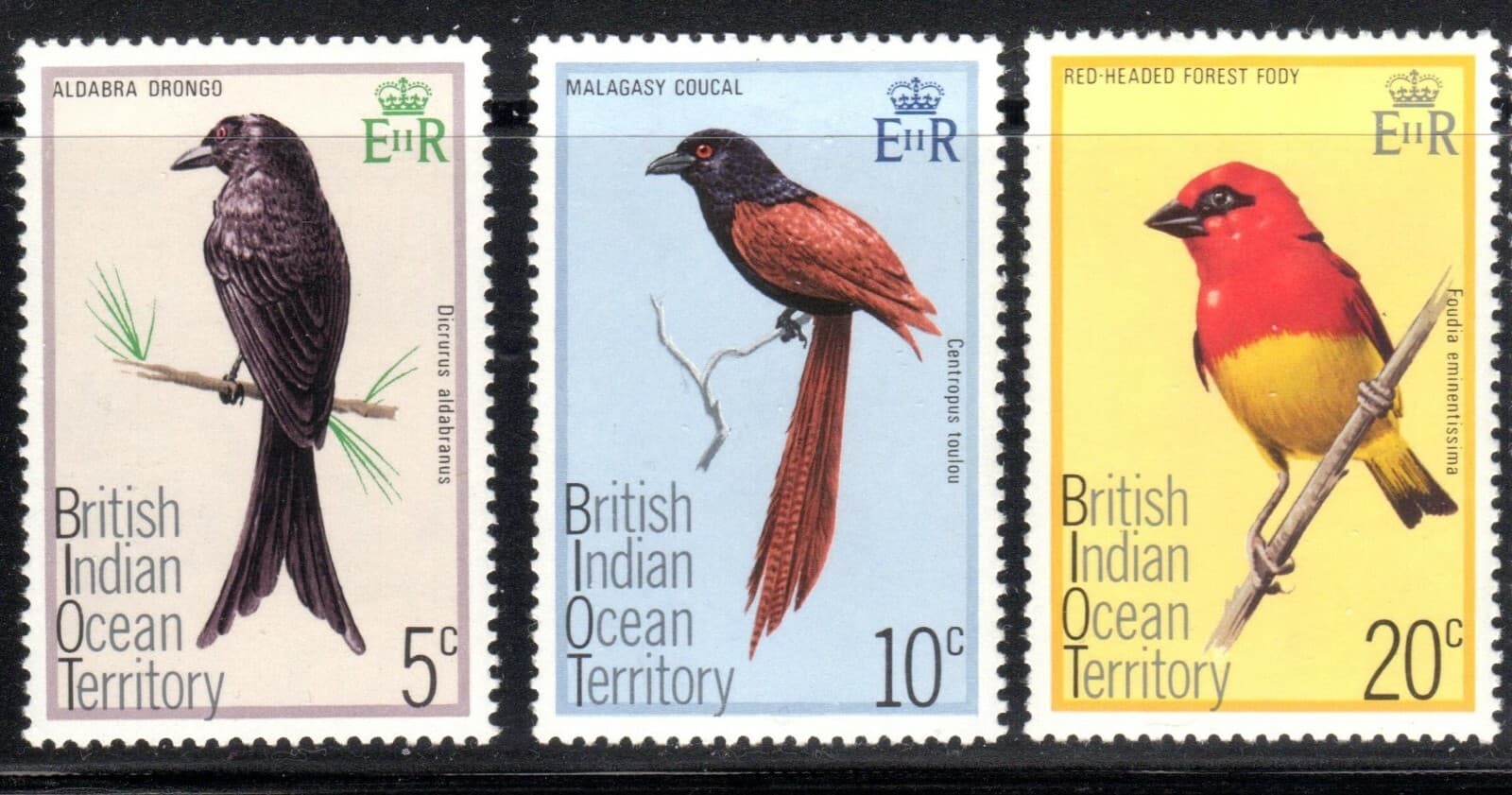 British Indian Ocean Territory Birds Scott 63-77 , SG #72-76 XF MNH BIOT 1975 3
