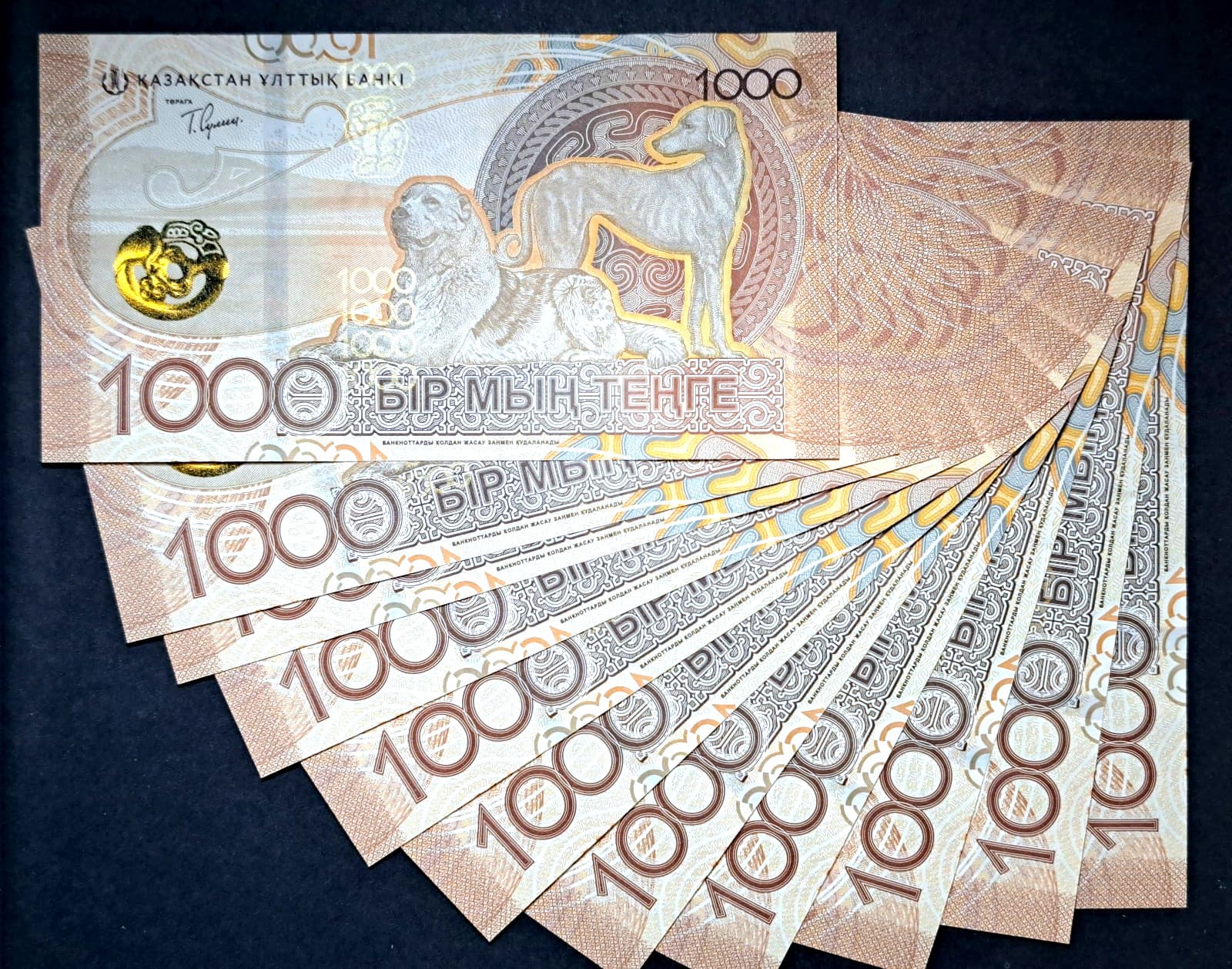 Kazakhstan 1000 tenge Saka Style 2024 2025 AБ prefix UNC random number 3