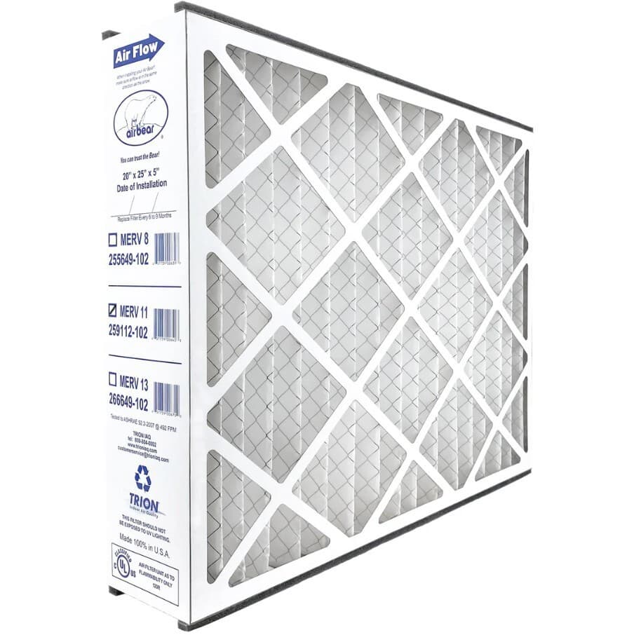 Trion Air Bear 259112-102 (3 Pack) Pleated Furnace Air Filter 20"x25"x5" MERV 11 2