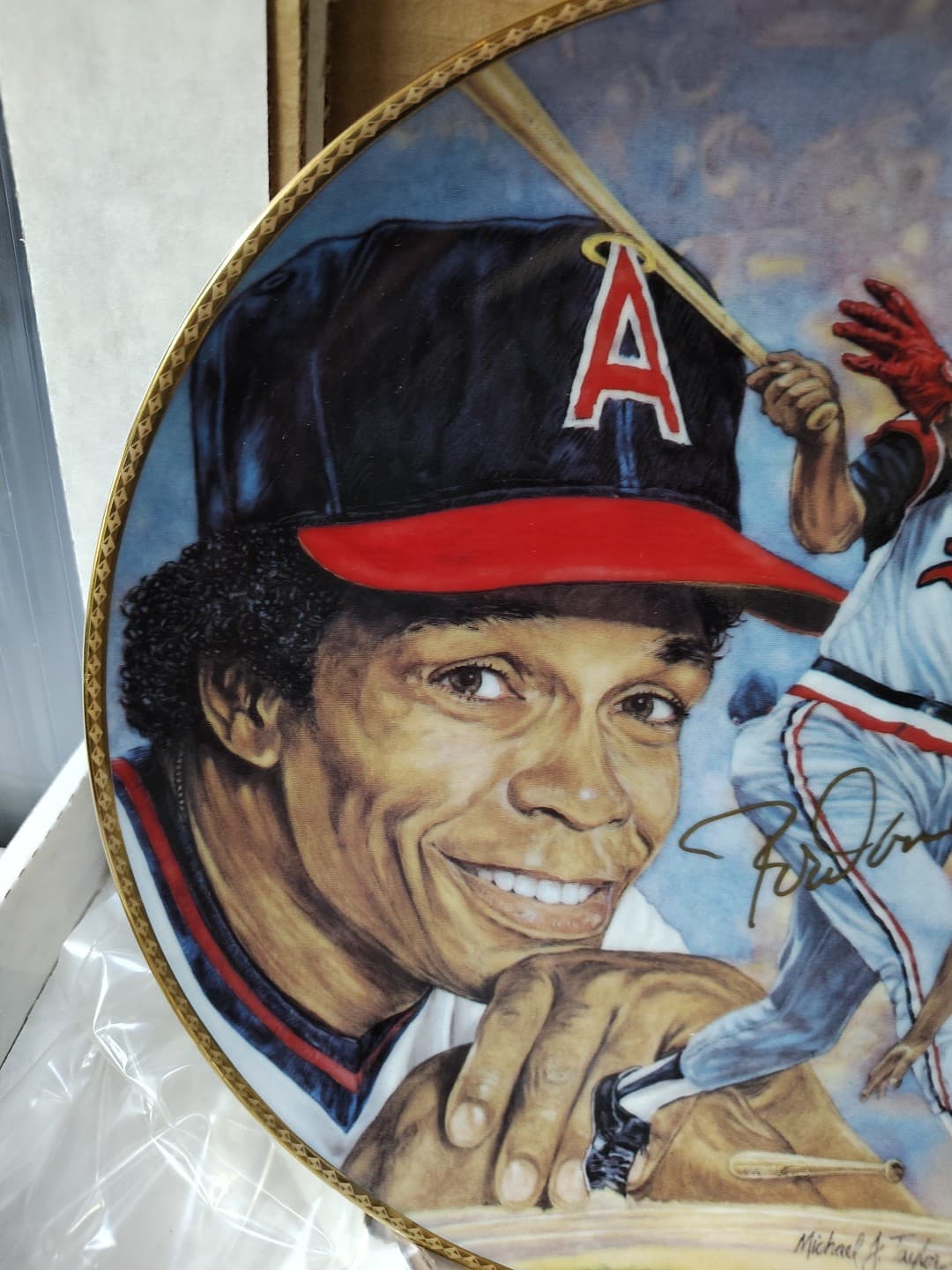Rod Carew Signed Plate Gartlan USA  Los Angeles Angels Hitting For The Hall 4