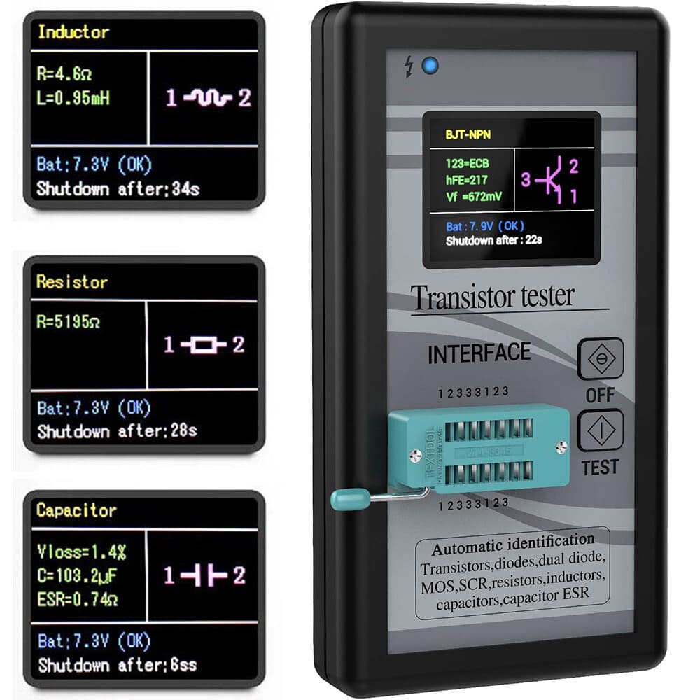 Transistor Tester Digital NPN PNP Diode Resistor Inductor Capacitance MOS Meter
