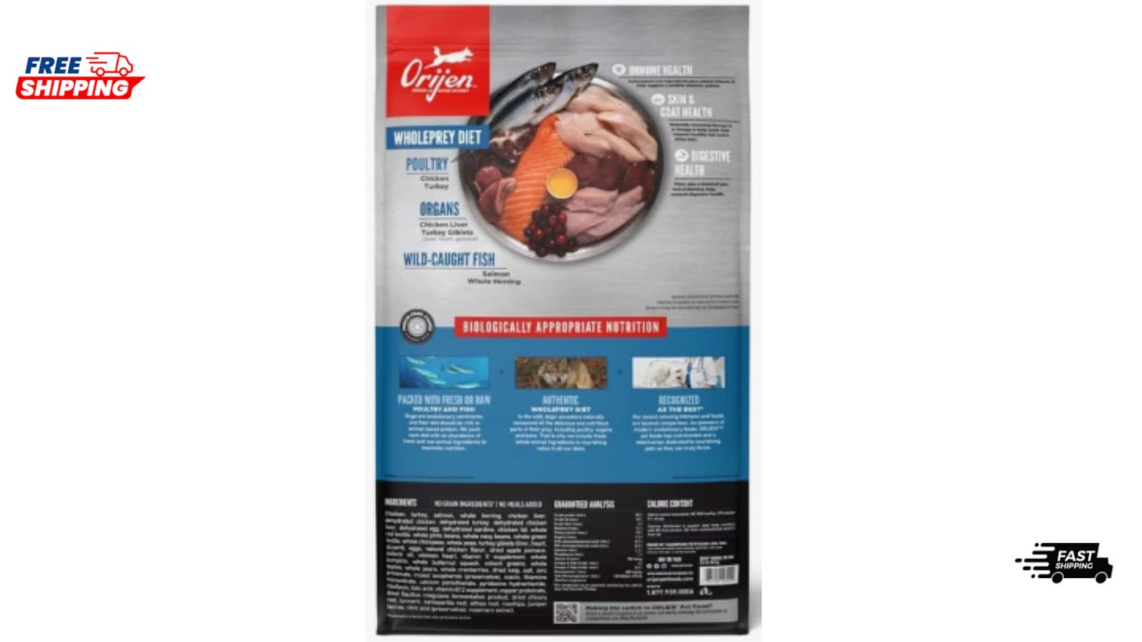 ORIJEN Grain Free High Protein Fresh & Raw Animal Ingredients Dry Dod food 23.5 3