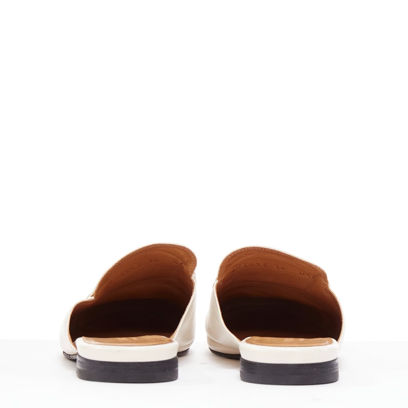 GUCCI Princetown cream leather gold horsebit flat mule loafer EU36 5