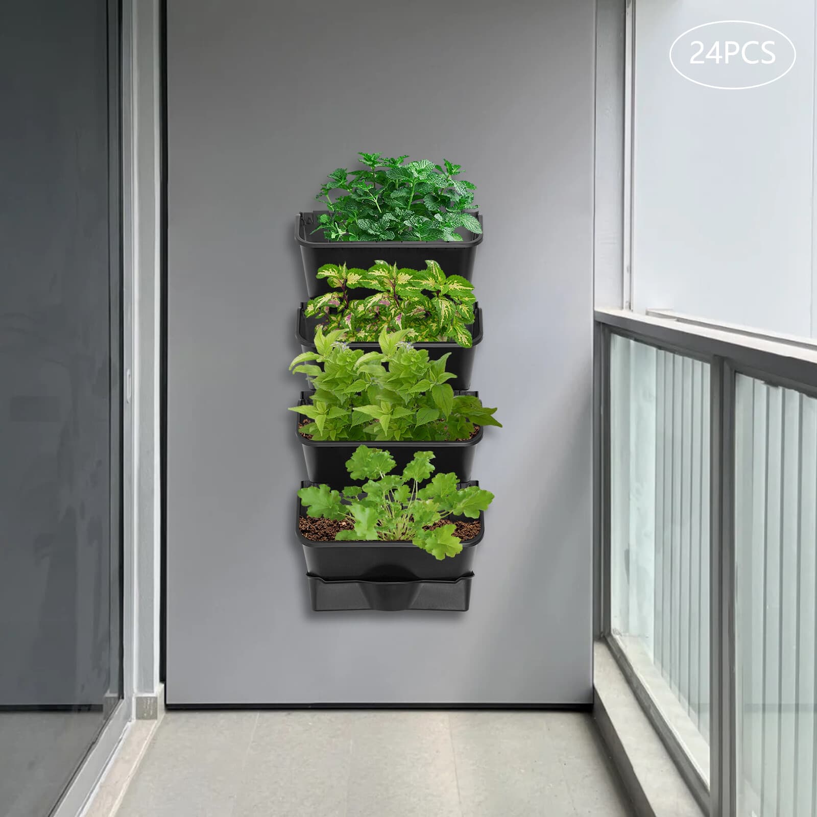 Hanging Vertical Wall Planter 24-planter Hanging Planter Garden Planter Black 4